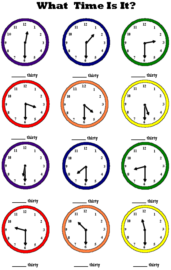 Clocks- What Time Is It? (Half Hour)