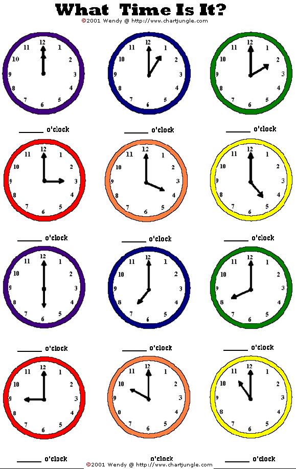 Clocks- What Time Is It? (Whole Hour)